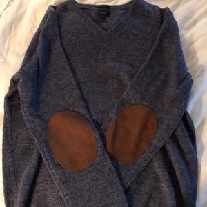 Large Blue J.Crew Merino Wool V-Neck Sweater